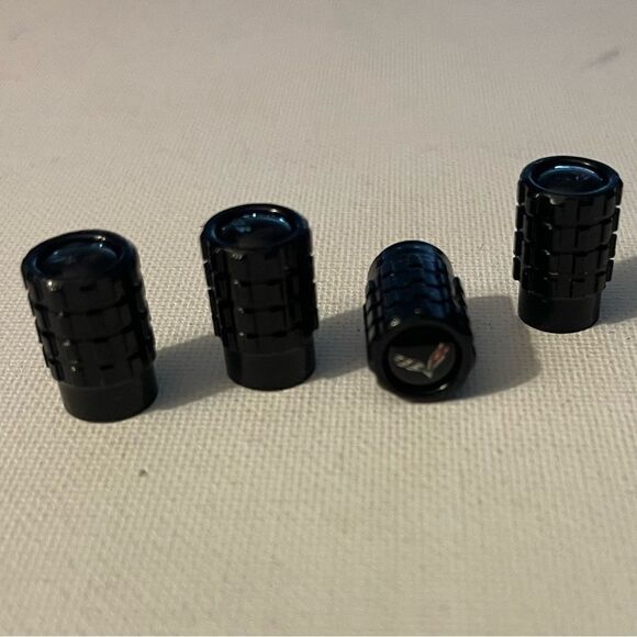 Corvette Valve Stem Caps in Black with Logo NWT - Picture 3 of 4